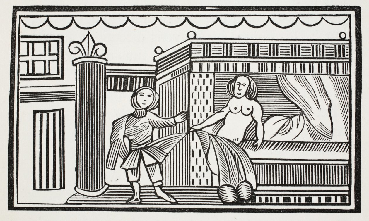 Giuseppe e la sua padrona, illustrazione da Chap-books of the Eighteenth Century di John Ashton, pub. 1882 da English School