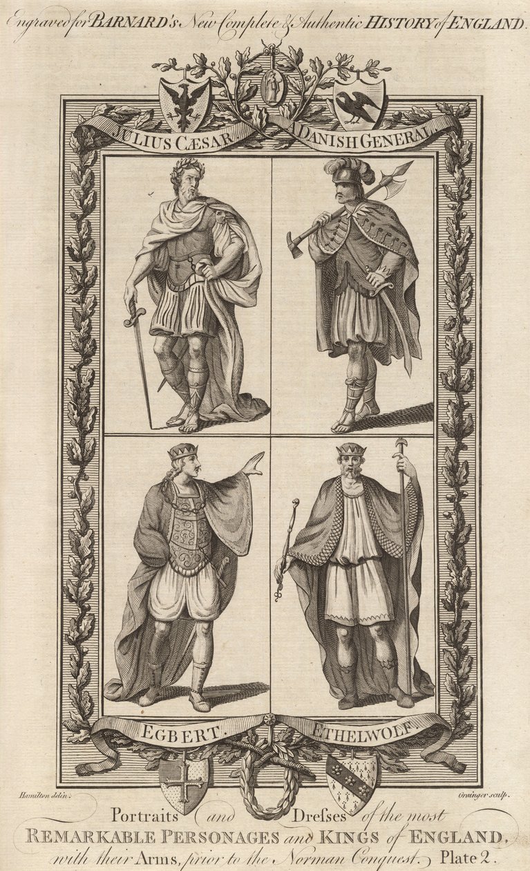 Giulio Cesare, un generale danese, Egberto e Ethelwolf, illustrazione da 