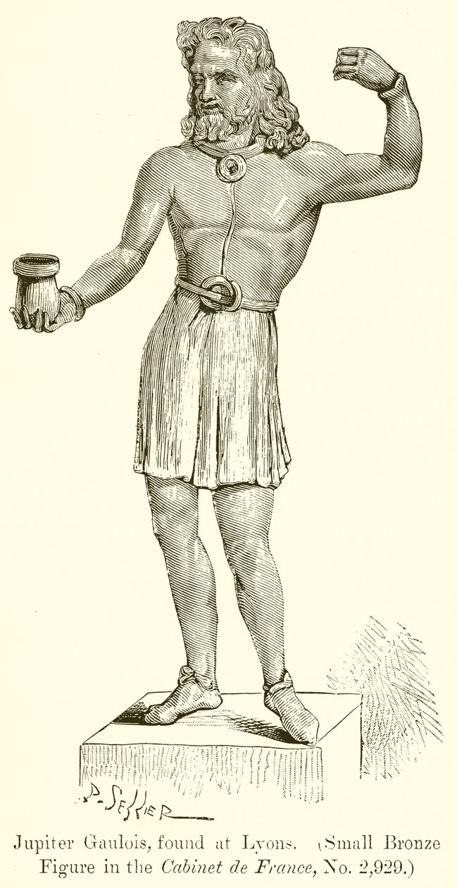 Giove Gaulois trovato a Lione. (Piccola figura in bronzo del Gabinetto di Francia, n. 2.929) (incisione) da English School