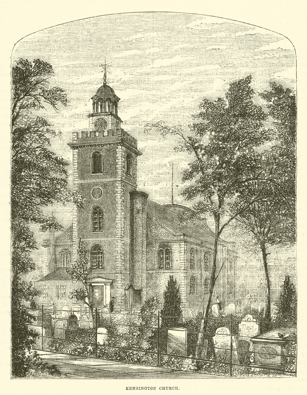 Chiesa di Kensington (incisione) da English School