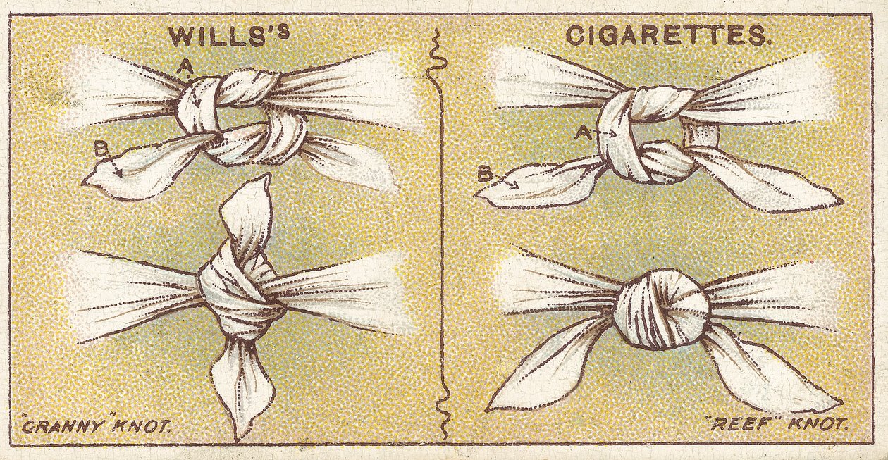 Nodi, n.6 dalla serie di carte di sigarette di primo soccorso di Willss, 1913 da English School