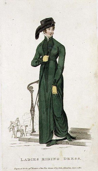 Abito da equitazione per signore, tavola di moda da 