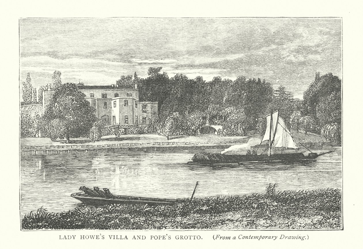 Villa di Lady Howe e Grotta del Papa (incisione) da English School