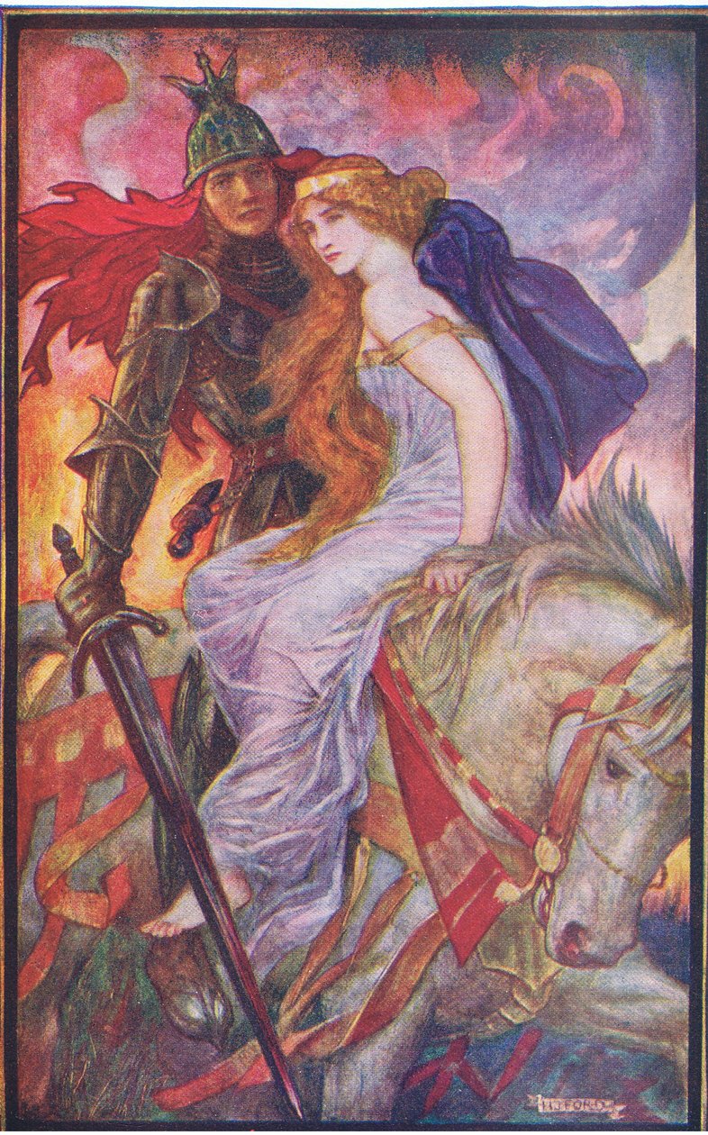 Lancillotto porta via Ginevra, illustrazione da 