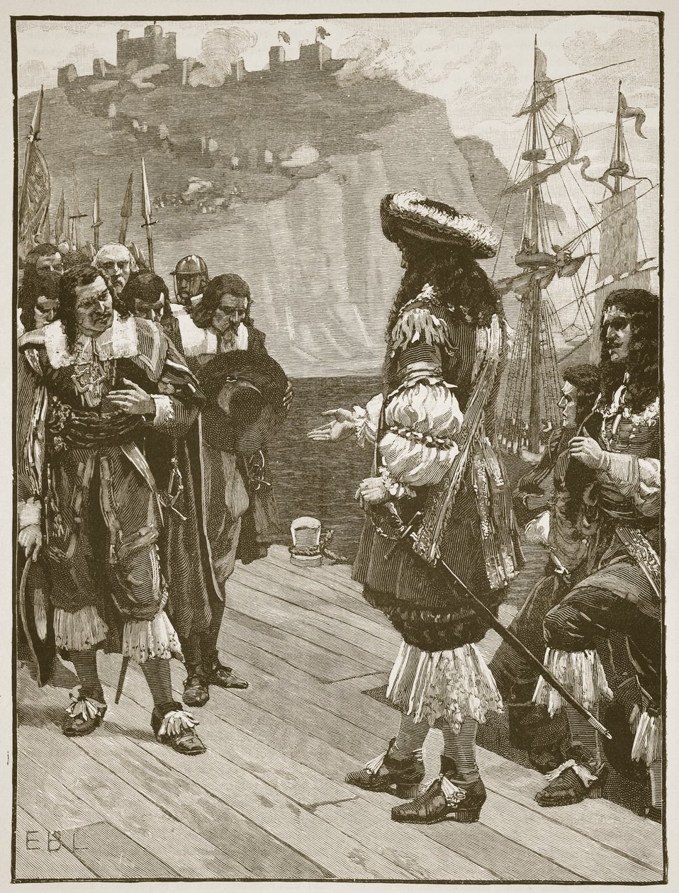 Sbarco di Carlo II a Dover, 26 maggio 1660, illustrazione da Cassells Illustrated History of England da English School