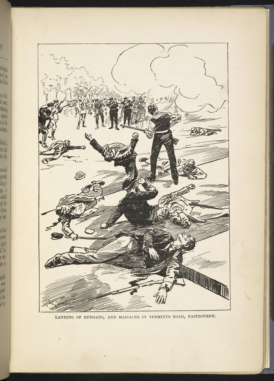 Sbarco dei russi e massacro a Terminus Road, Eastbourne", illustrazione da "La Grande Guerra in Inghilterra nel 1897" di William Le Queux da English School