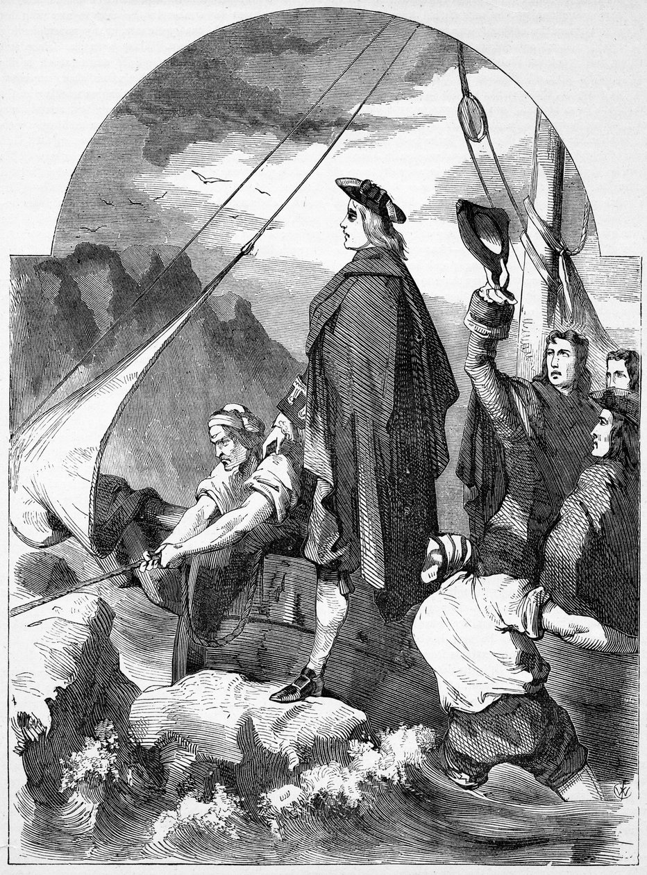 Sbarco del Cavaliere di San Giorgio in Scozia, illustrazione da 