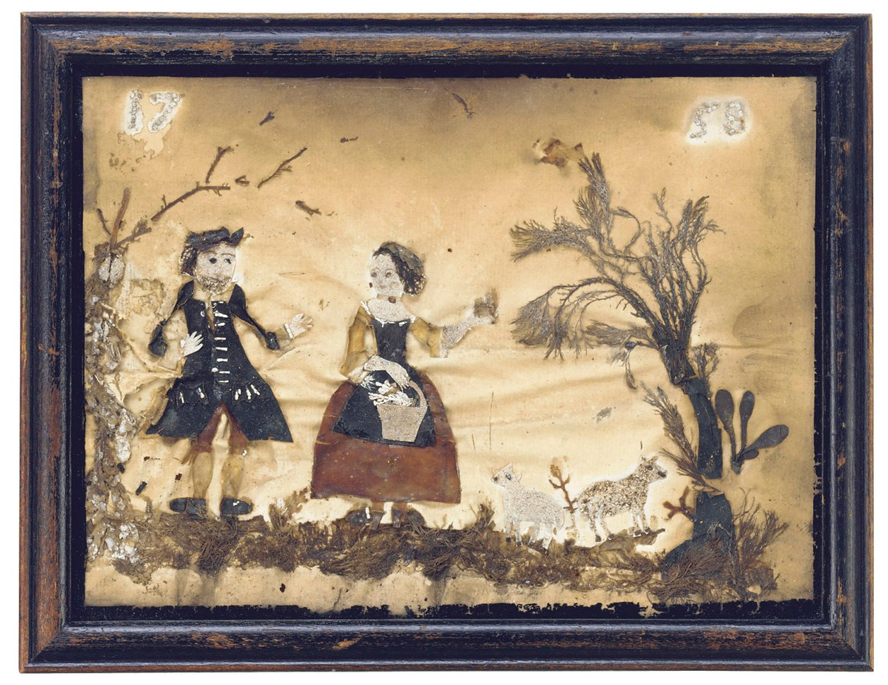 Paesaggio con figure e pecore da English School