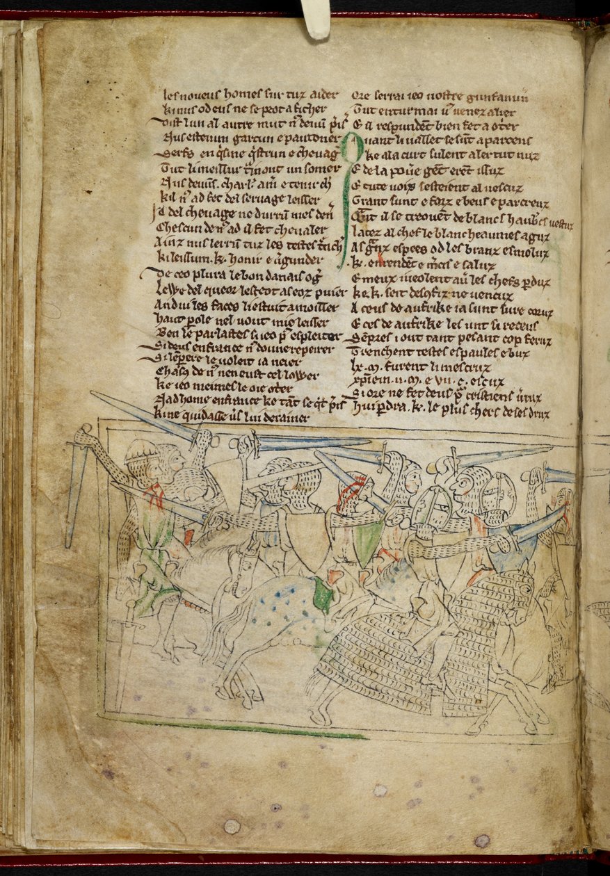 Lansdowne 782 f.26v Una battaglia tra cavalieri a cavallo, da 