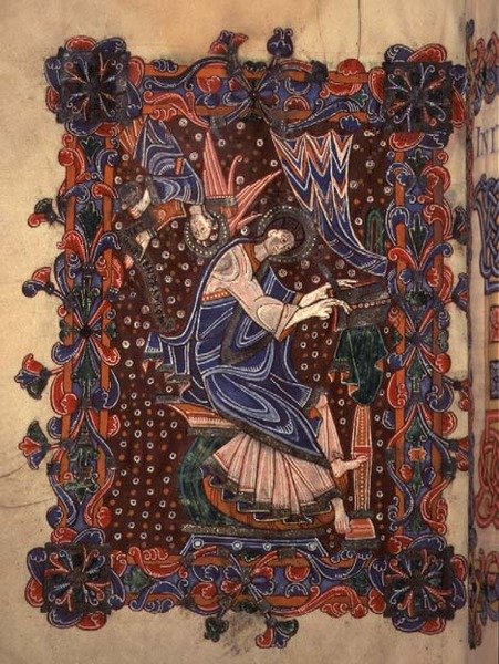San Matteo che scrive il suo vangelo, c.1080 da English School