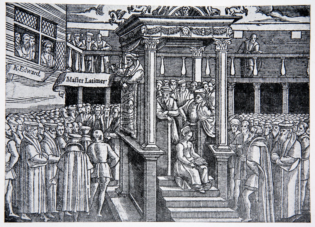 Latimer che predica davanti a Edoardo VI, illustrazione da The History of the Nation da English School