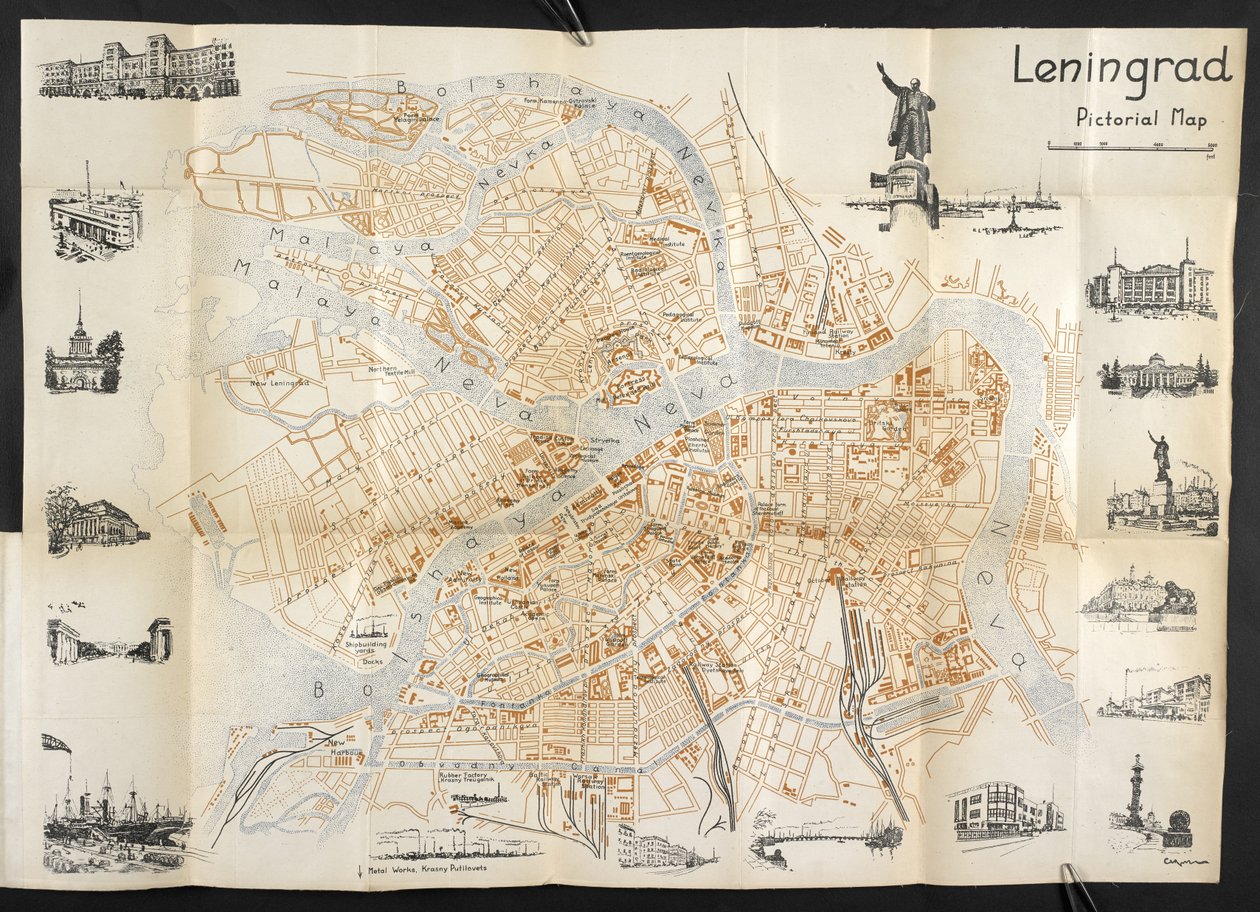 Leningrado, mappa pieghevole illustrata da 