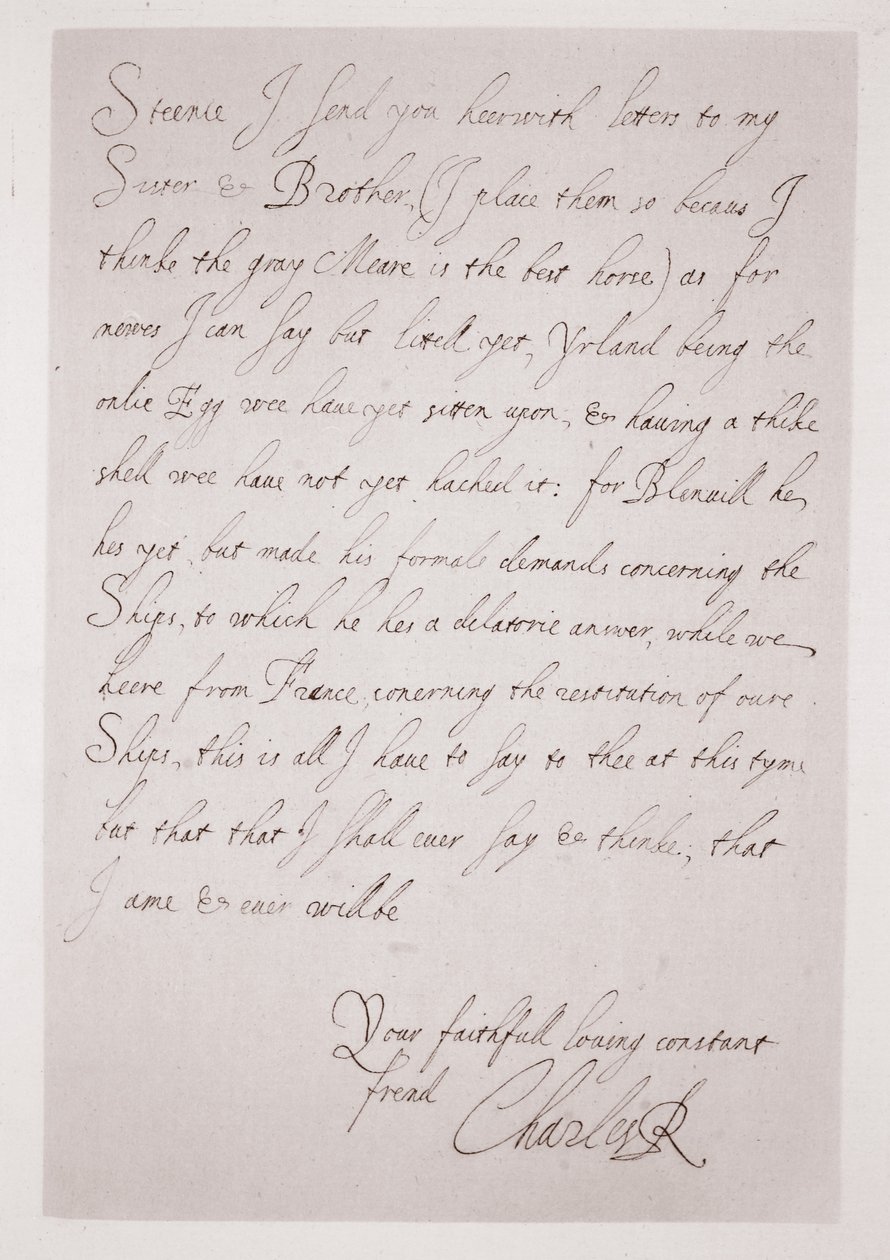 Lettera di Carlo I al duca di Buckingham da English School