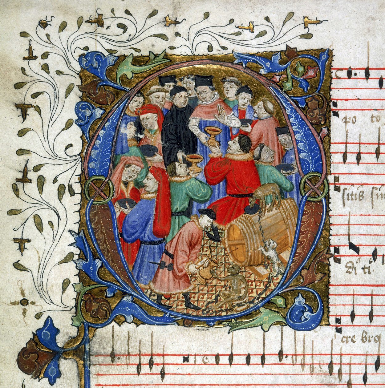 Lettera di una canzone da bere medievale dal Windsor Carol Book, c.1440 (miniatura) da English School