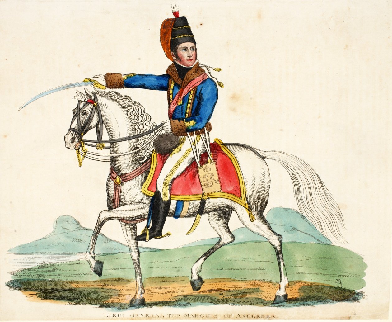 Tenente Generale Il Marchese di Anglesea, pub. da Richard Evans, inciso da Romney, illustrazione da An Historical Account of the Battle of Waterloo di William Mudford, 1816 da English School