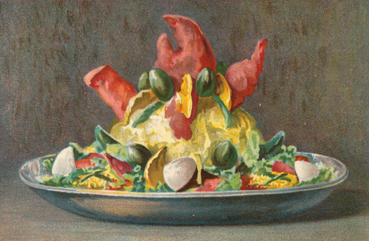 Maionese per insalata di aragosta (litografia a colori) da English School