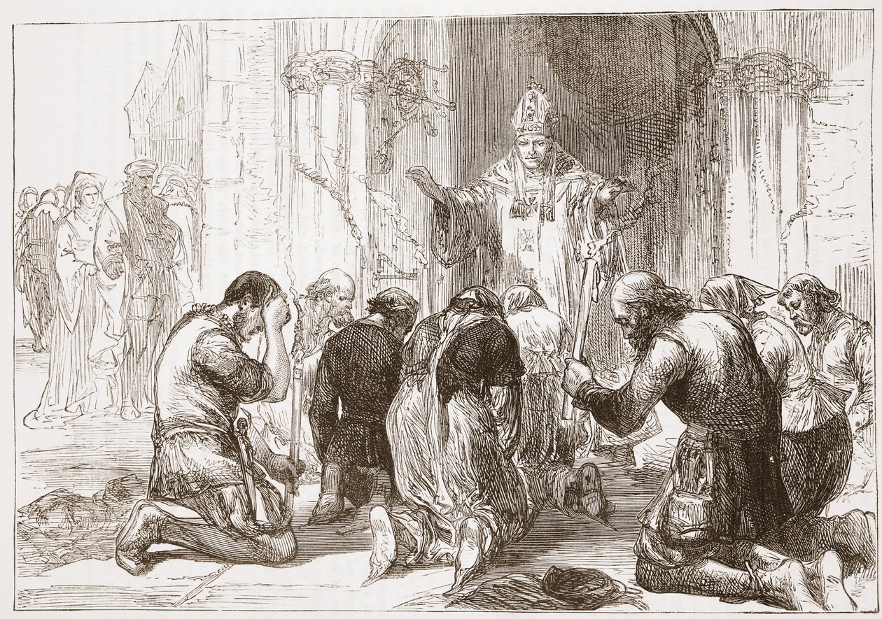 Lollardi che abiurano la loro fede, illustrazione da La storia del protestantesimo di James Aitken Wylie (1808-1890), pub. 1878 da English School