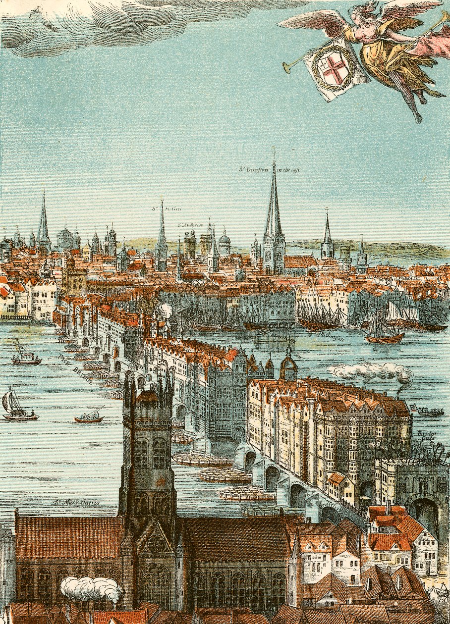 Ponte di Londra (incisione a colori) da English School