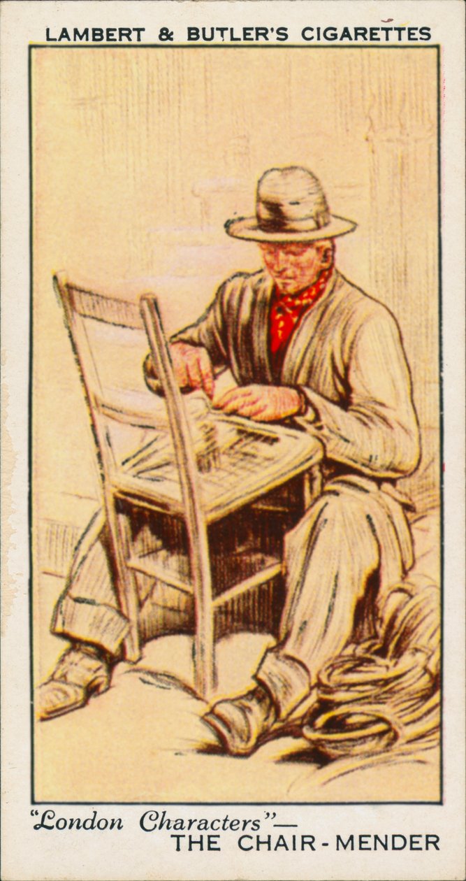 Personaggi di Londra: Il riparatore di sedie (litografia a colori) da English School