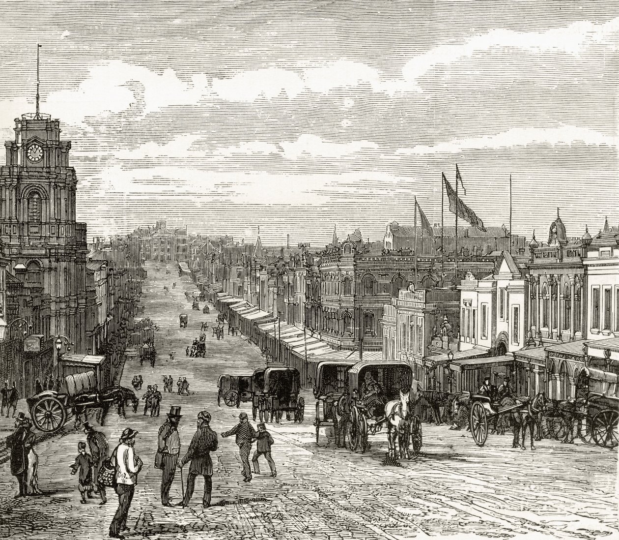 Guardando verso est lungo Bourke Street, Melbourne, c.1880, da 