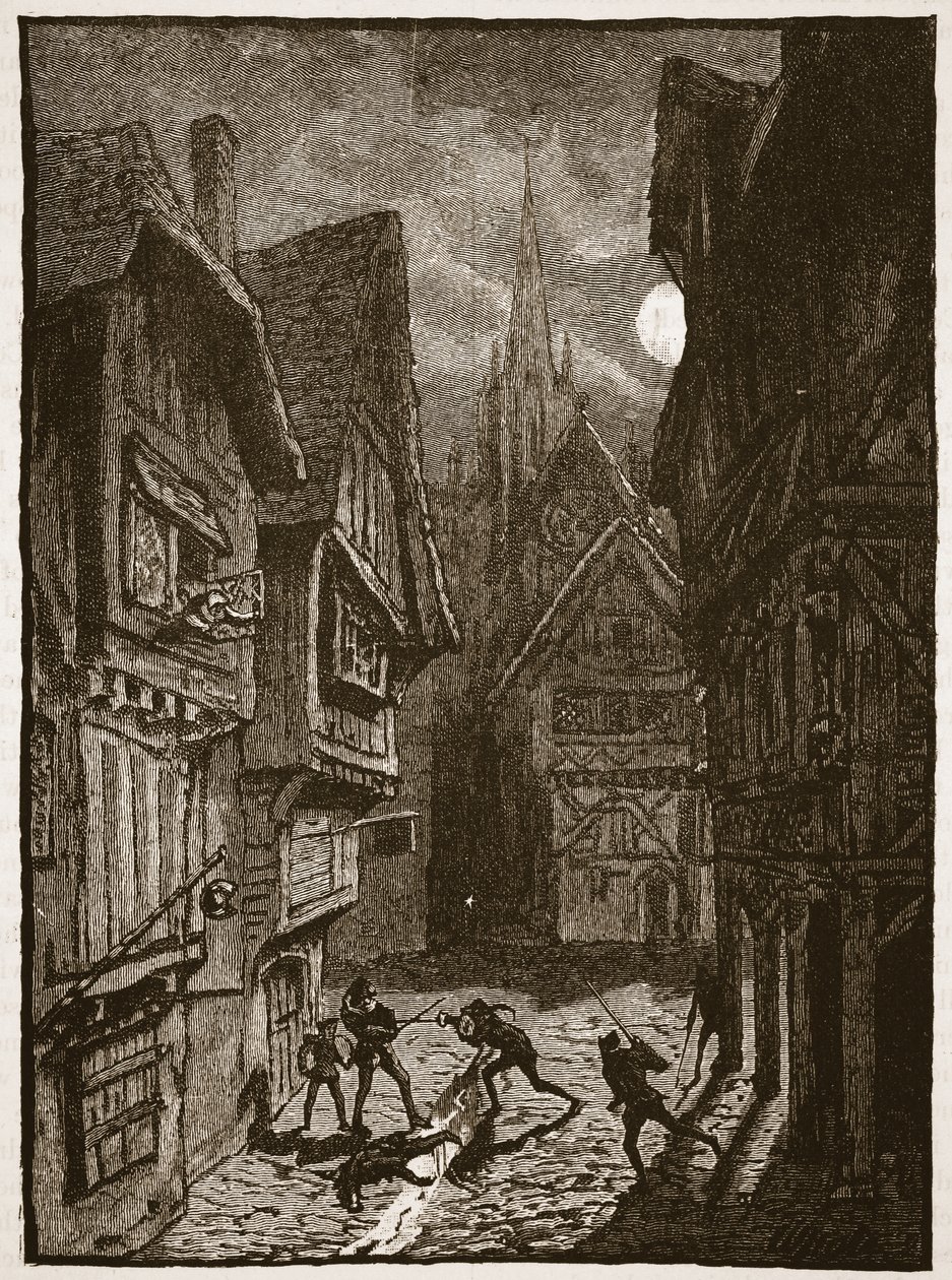 Lord Grey e i suoi seguaci attaccano il conte di Southampton, illustrazione da Cassells Illustrated History of England da English School