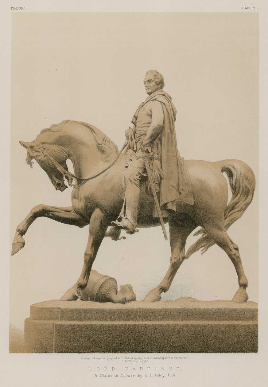 Lord Hardinge, una statua in bronzo di J H Foley, R A (cromolitografia) da English School