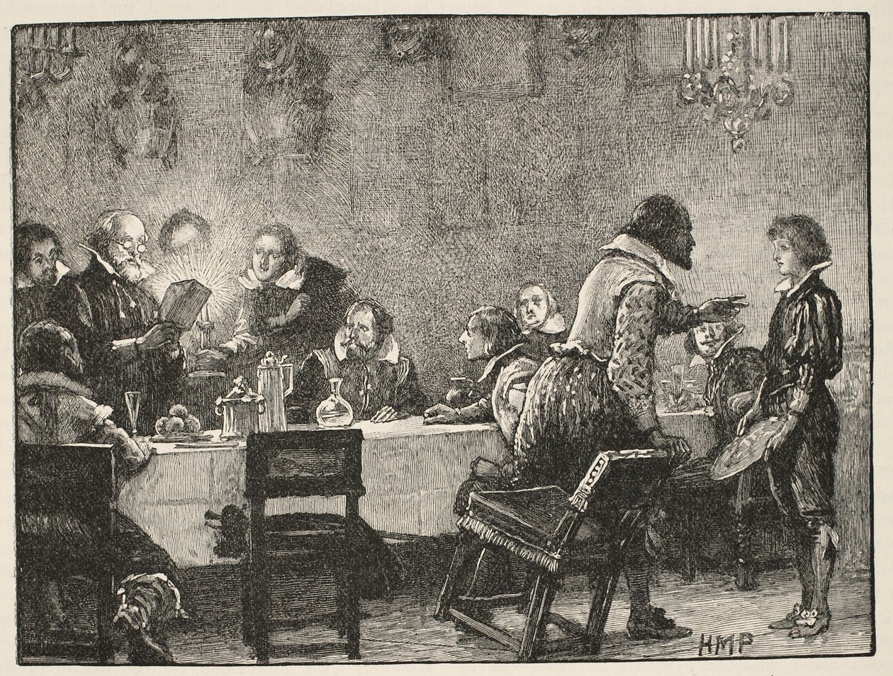 Lord Monteagle e la lettera di avvertimento sul complotto delle polveri, illustrazione da Cassells Illustrated History of England da English School