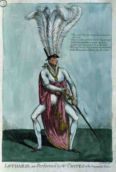 Lothario, interpretato da Mr Coates al Haymarket Theatre, 9 dicembre 1811, pub. by William Holland da English School