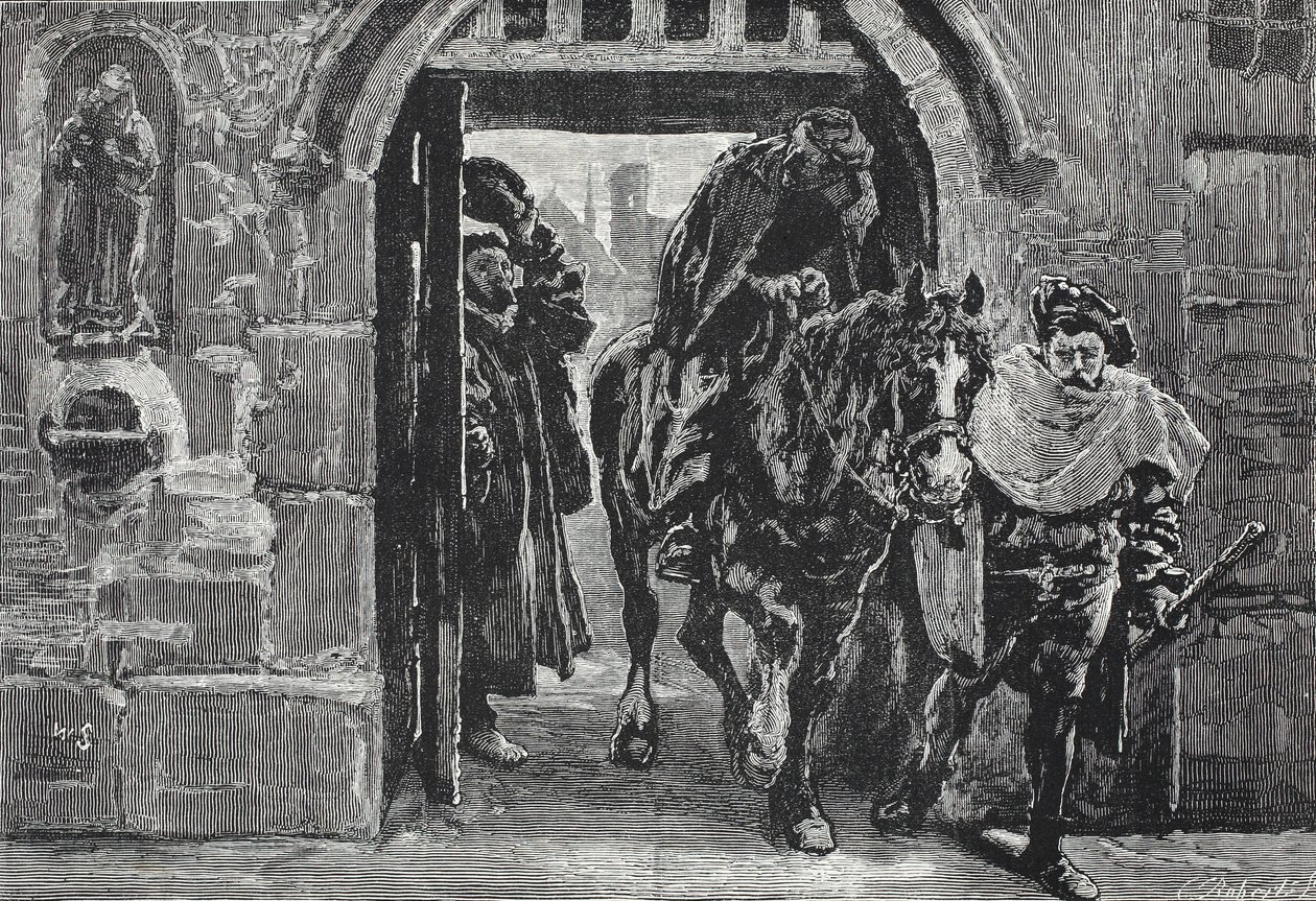 Lutero fugge da Augusta, illustrazione da La storia del protestantesimo di James Aitken Wylie (1808-1890), pub. 1878 da English School