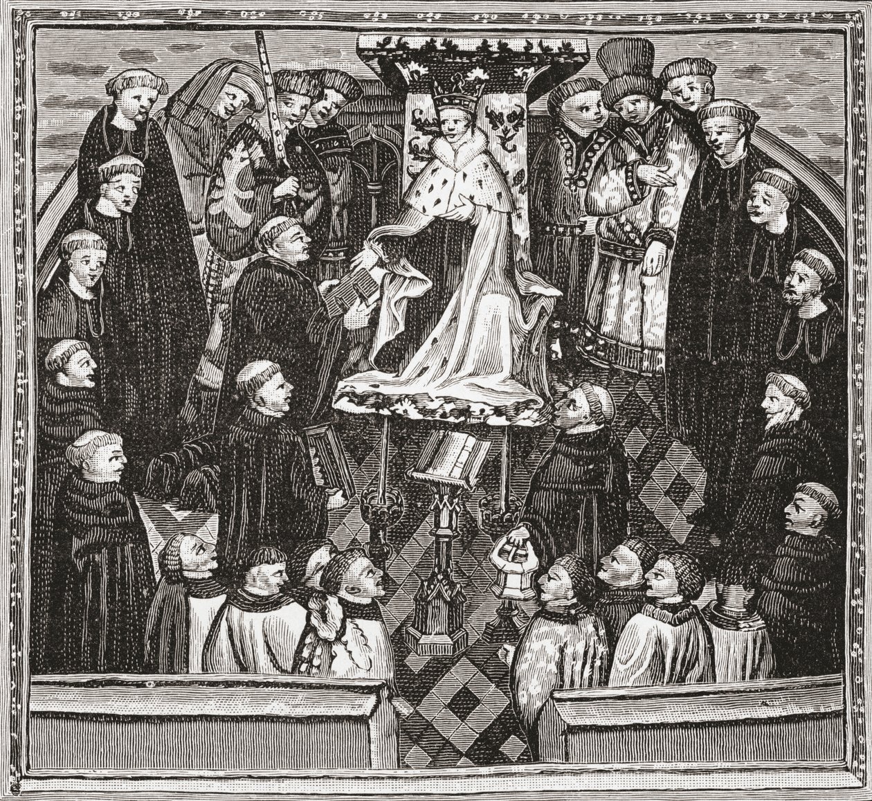 Lydgate presenta il suo libro a Re Enrico V, da 