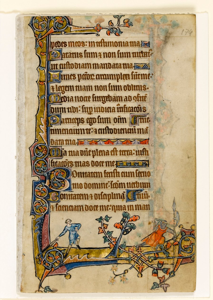 MS 1-2005, fol. 174r: Davide e Golia, decorazione marginale dal Salterio di Macclesfield, Uso di Sarum, East Anglia, c.1330 da English School