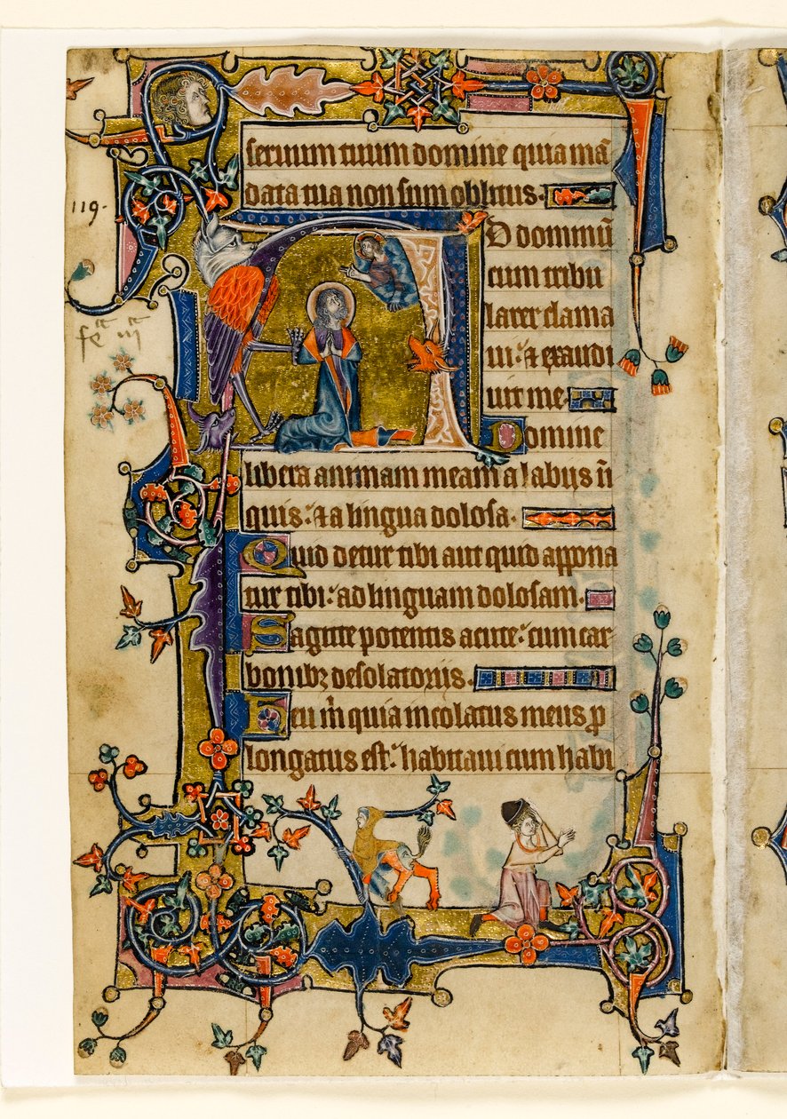 MS 1-2005, fol. 182v: Davide che prega, iniziale istoriata dal Salterio di Macclesfield, Uso di Sarum, East Anglia, c.1330 da English School
