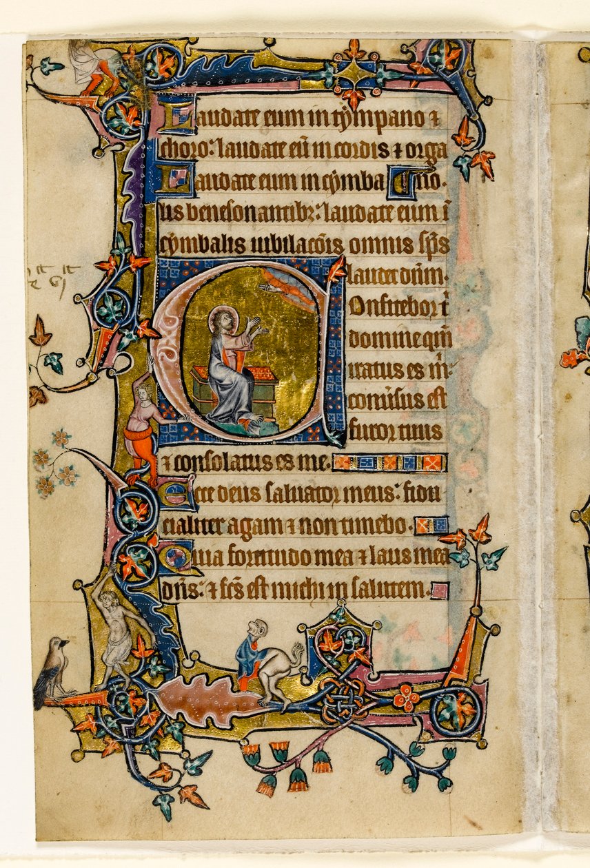 Isaia che prega, iniziale istoriata a dal Macclesfield Psalter, Uso di Sarum, East Anglia, c.1330 da English School