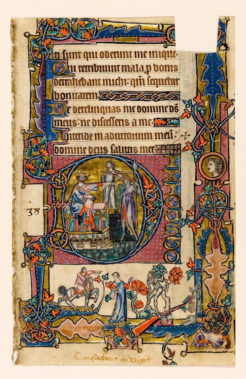 MS 1-2005, fol. 58r: Saul che manda Doeg a uccidere i sacerdoti di Nob, iniziale istoriata dal Salterio di Macclesfield, Uso di Sarum, East Anglia, c.1330 da English School