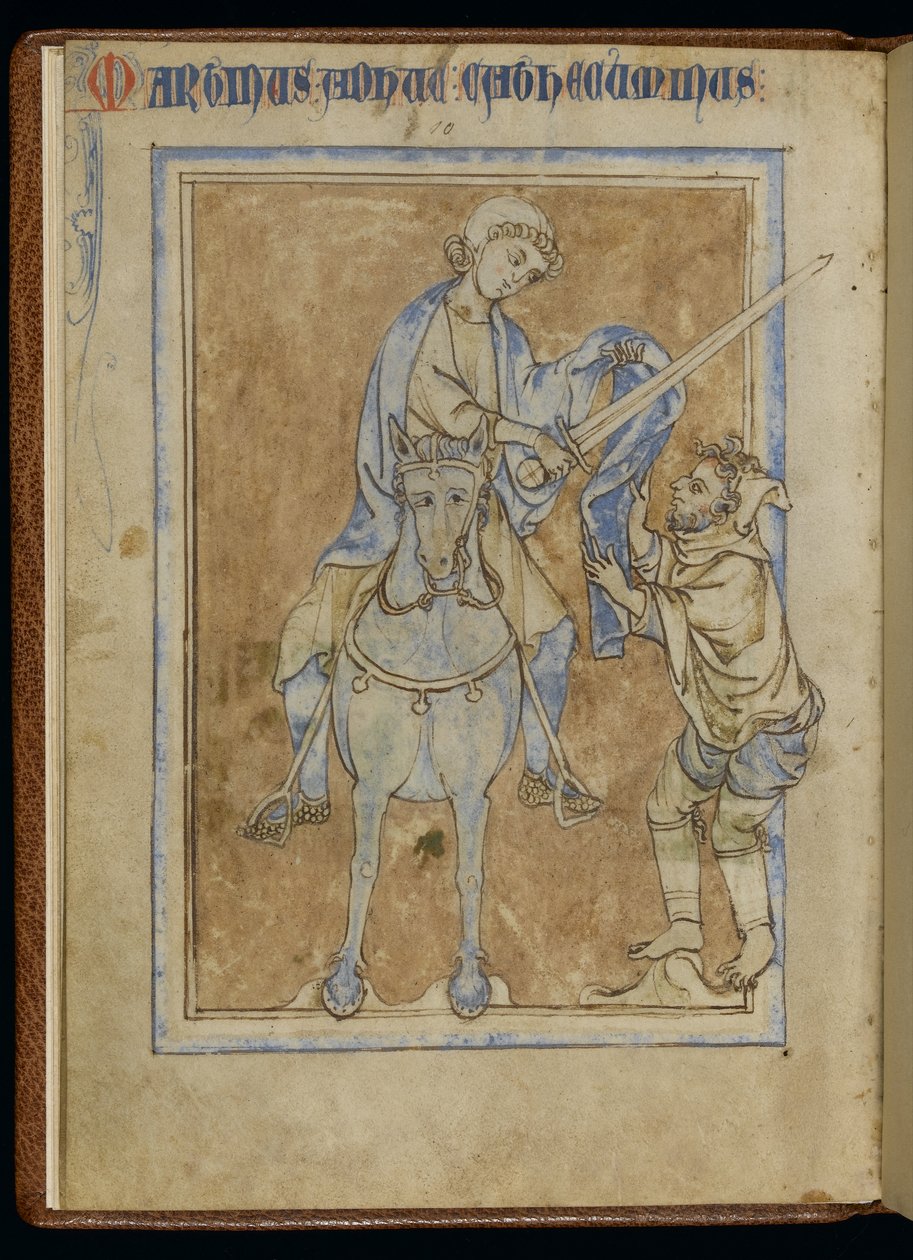 MS 370, San Martino e il mendicante, da un manoscritto miniato (penna e inchiostro e tempera su pergamena) da English School