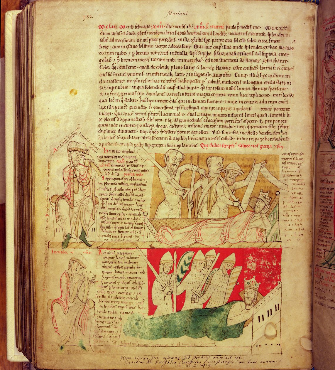 MS CCC 157 p.382 Le visioni sognate da Re Enrico I in Normandia nel 1130, dal Worcester Chronicle, c.1130-40 da English School
