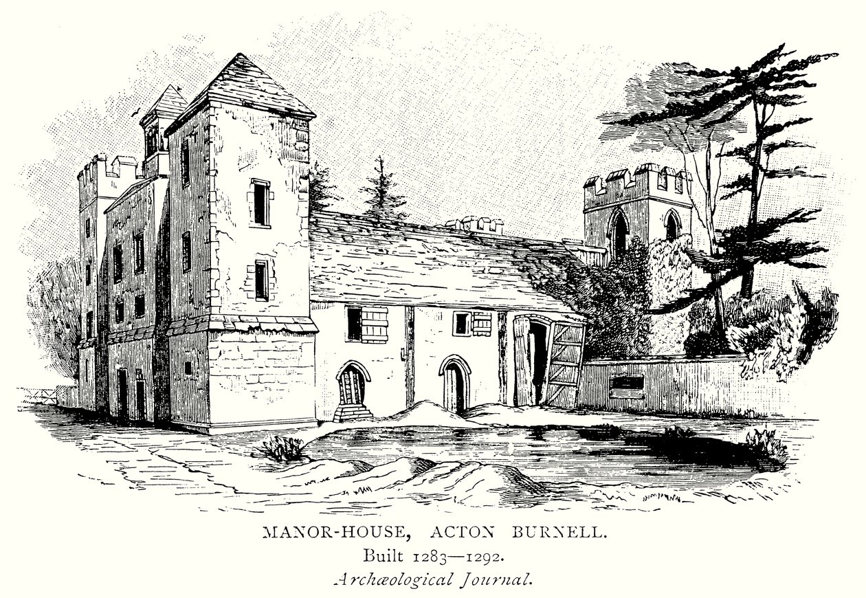 Manor-House, Acton Burnell (incisione) da English School