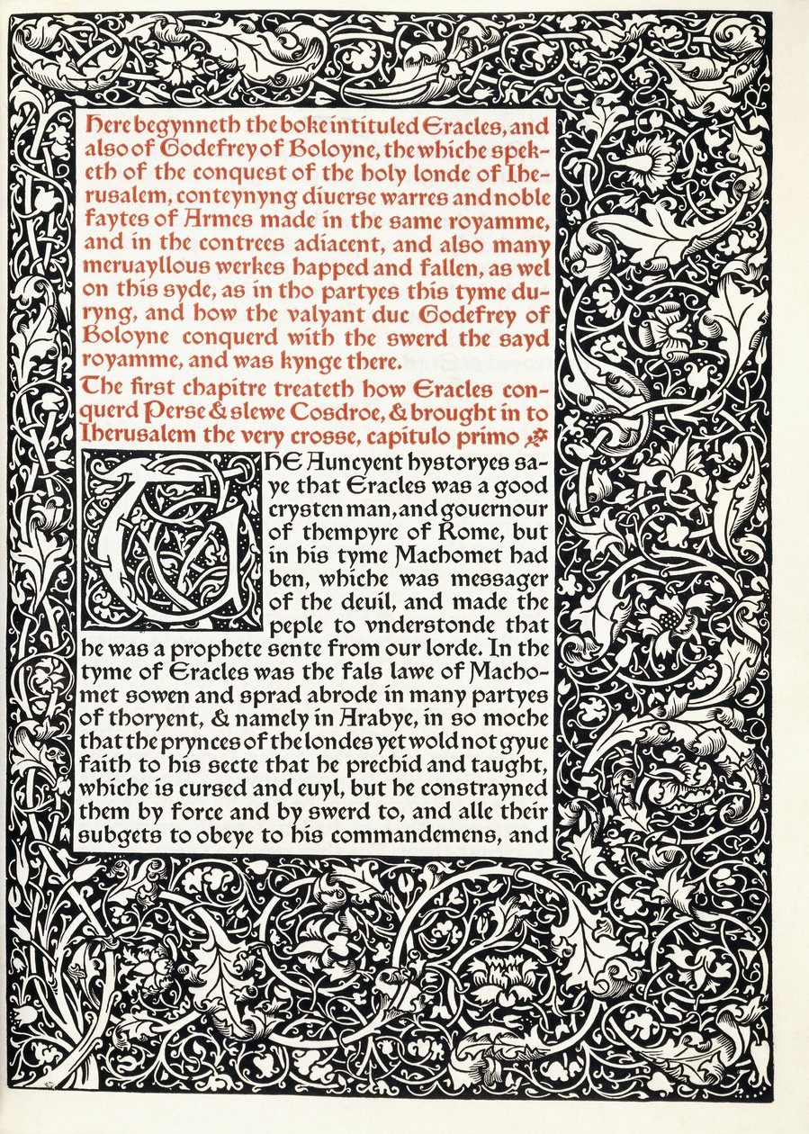 Manoscritto con iniziale istoriata "G" e bordo a tutta pagina, 1893 da English School