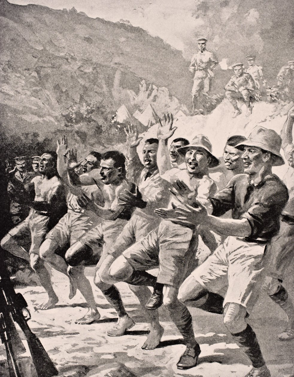 Soldati Maori eseguono una Haka a Gaba Tepe sulla Penisola di Gallipoli Turchia 1915, da 