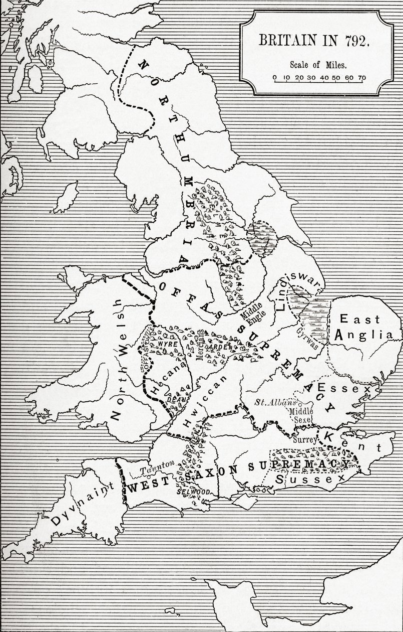 Mappa della Gran Bretagna nel 792, da 