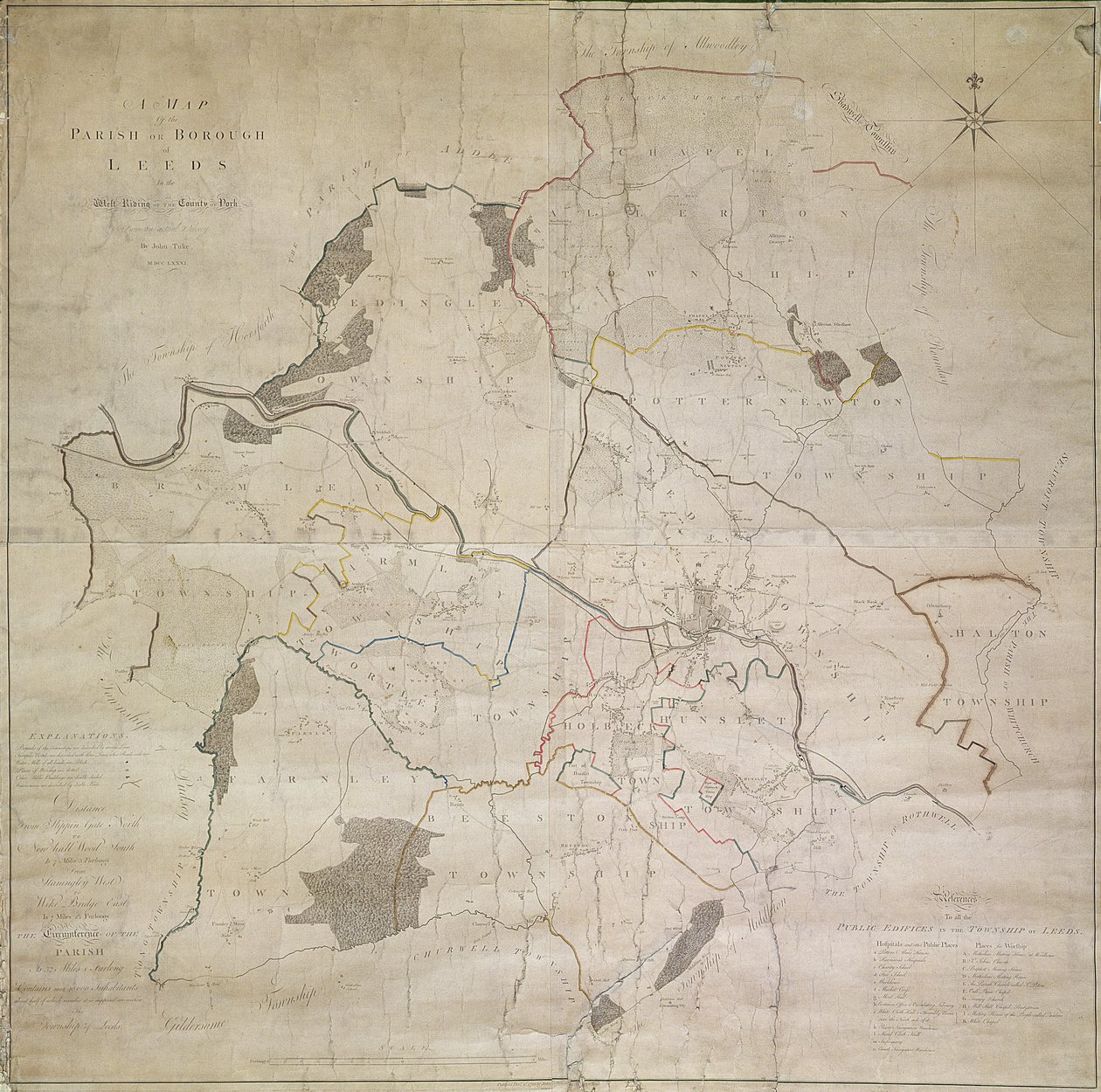 Mappa di Leeds, rilevata da John Tuke da English School