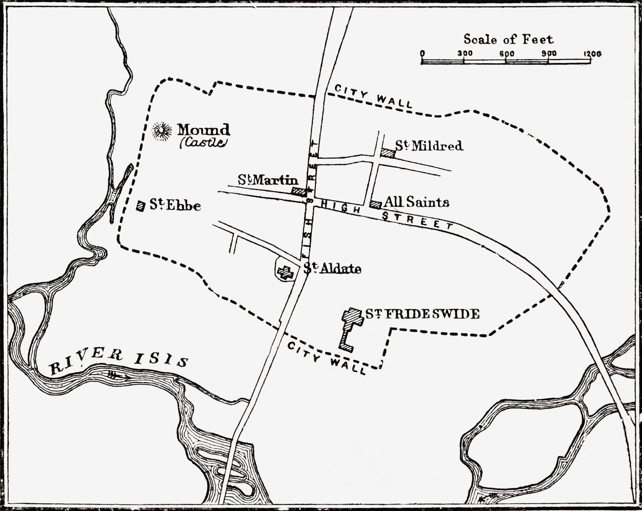 Mappa di Oxford, Inghilterra, XII-XIII secolo, da 
