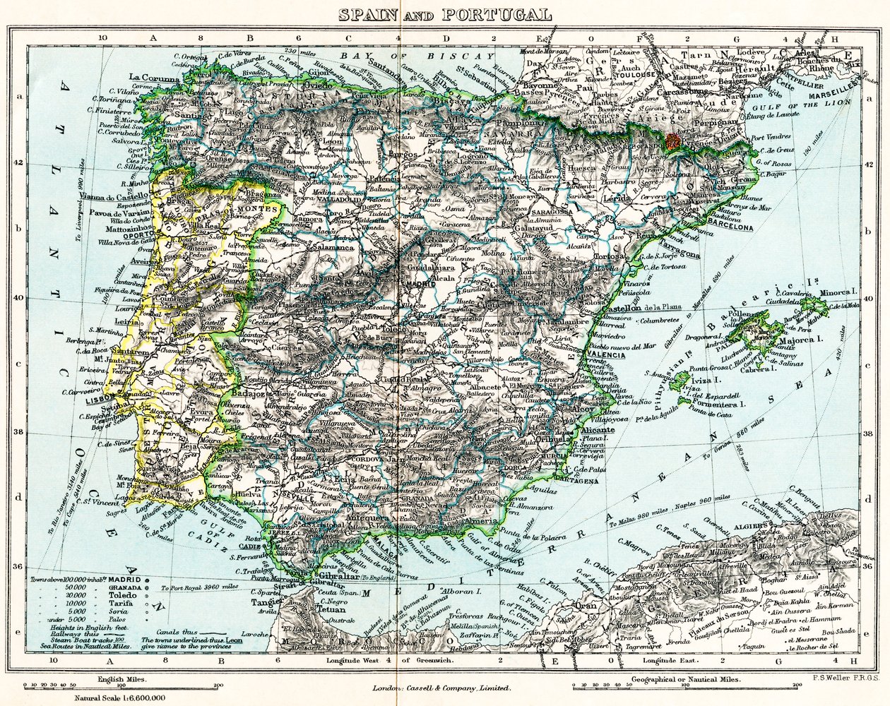 Mappa di Spagna e Portogallo da Milner