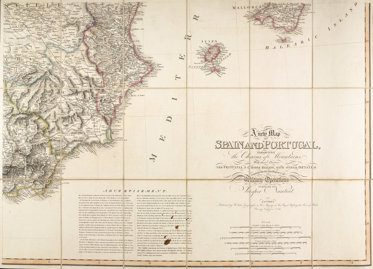 Mappa della Spagna usata dal Duca di Wellington da English School