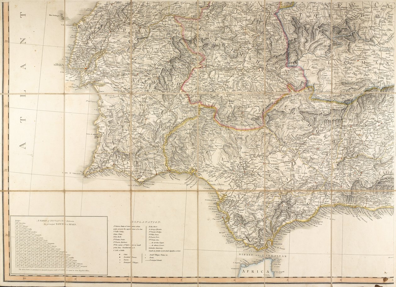 Mappa della Spagna usata dal Duca di Wellington da English School