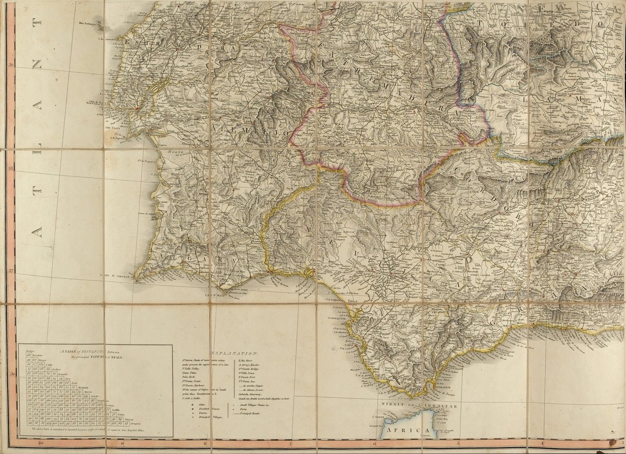 Mappa della Spagna usata dal Duca di Wellington da English School