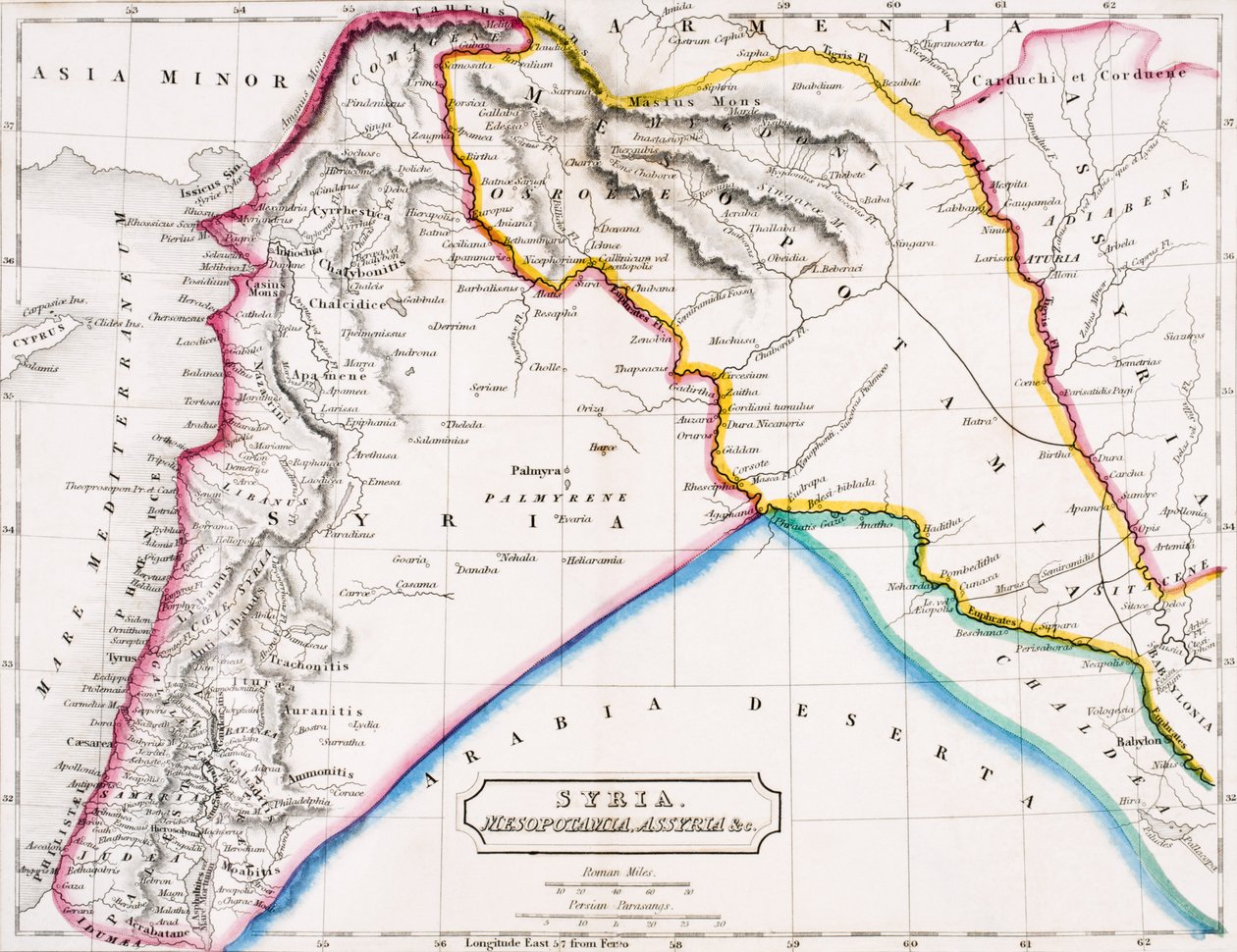 Mappa della Siria, Mesopotamia, Assiria ecc., da 