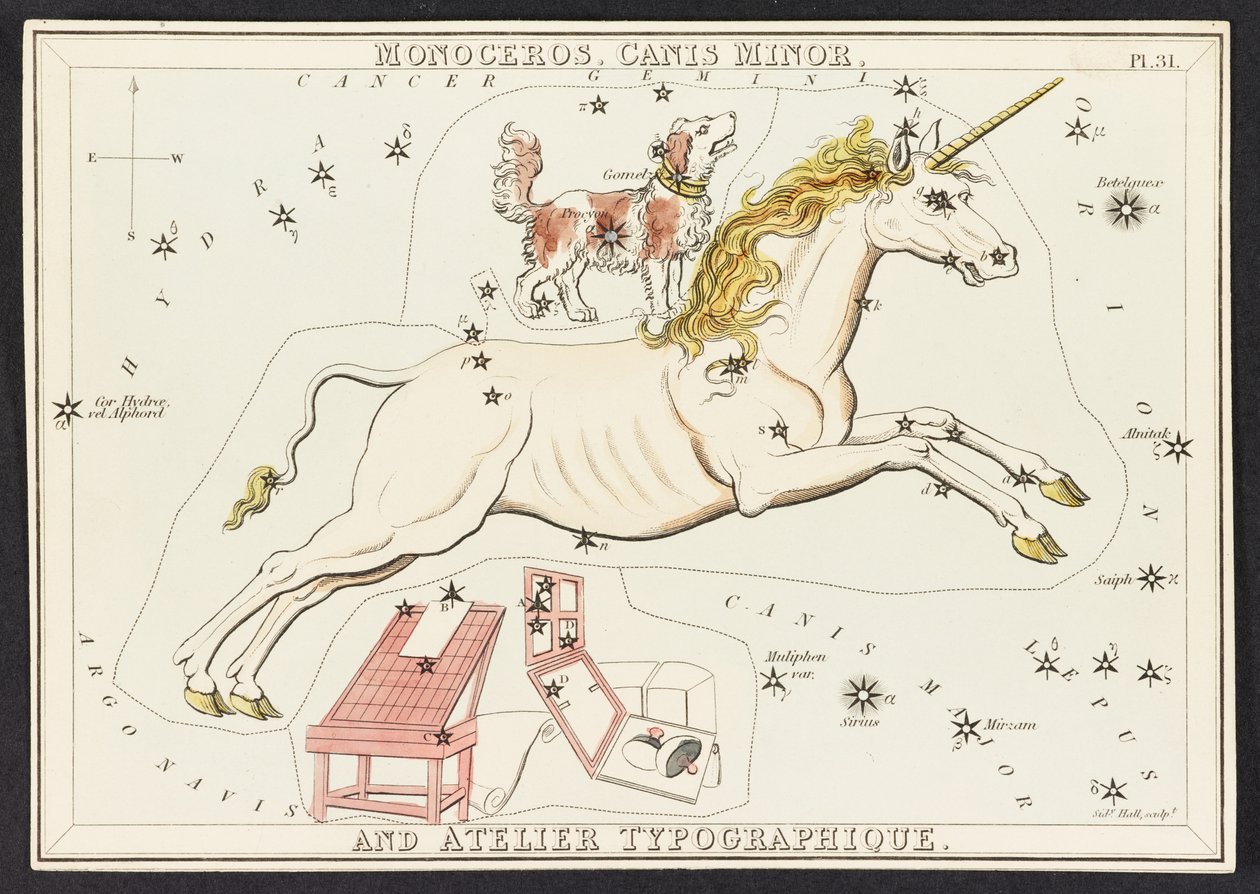Monoceros. Canis Minor. E Atelier Typographique, da 