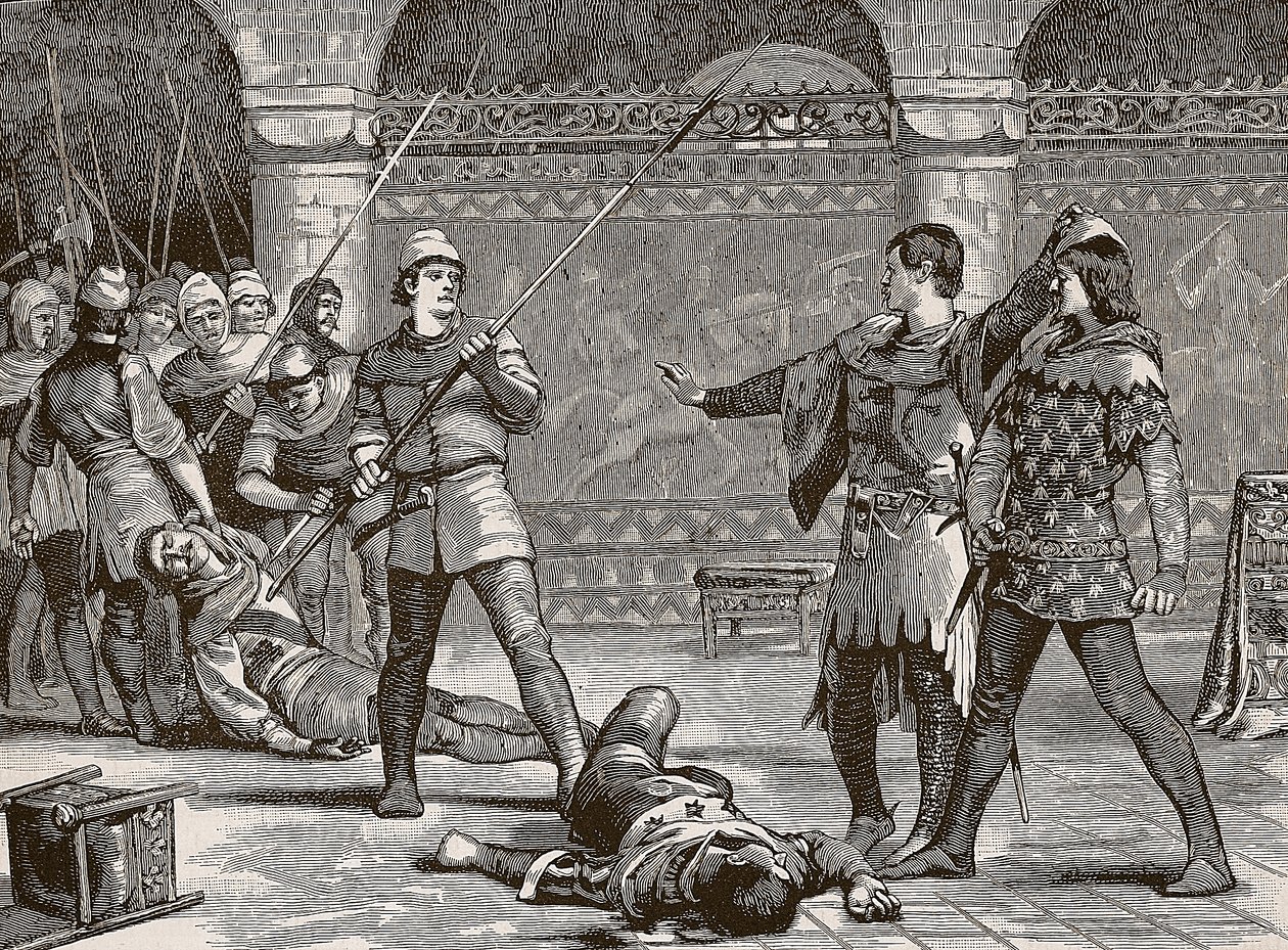 Marcel e il Delfino di Francia, illustrazione da Cassells Illustrated History of England da English School