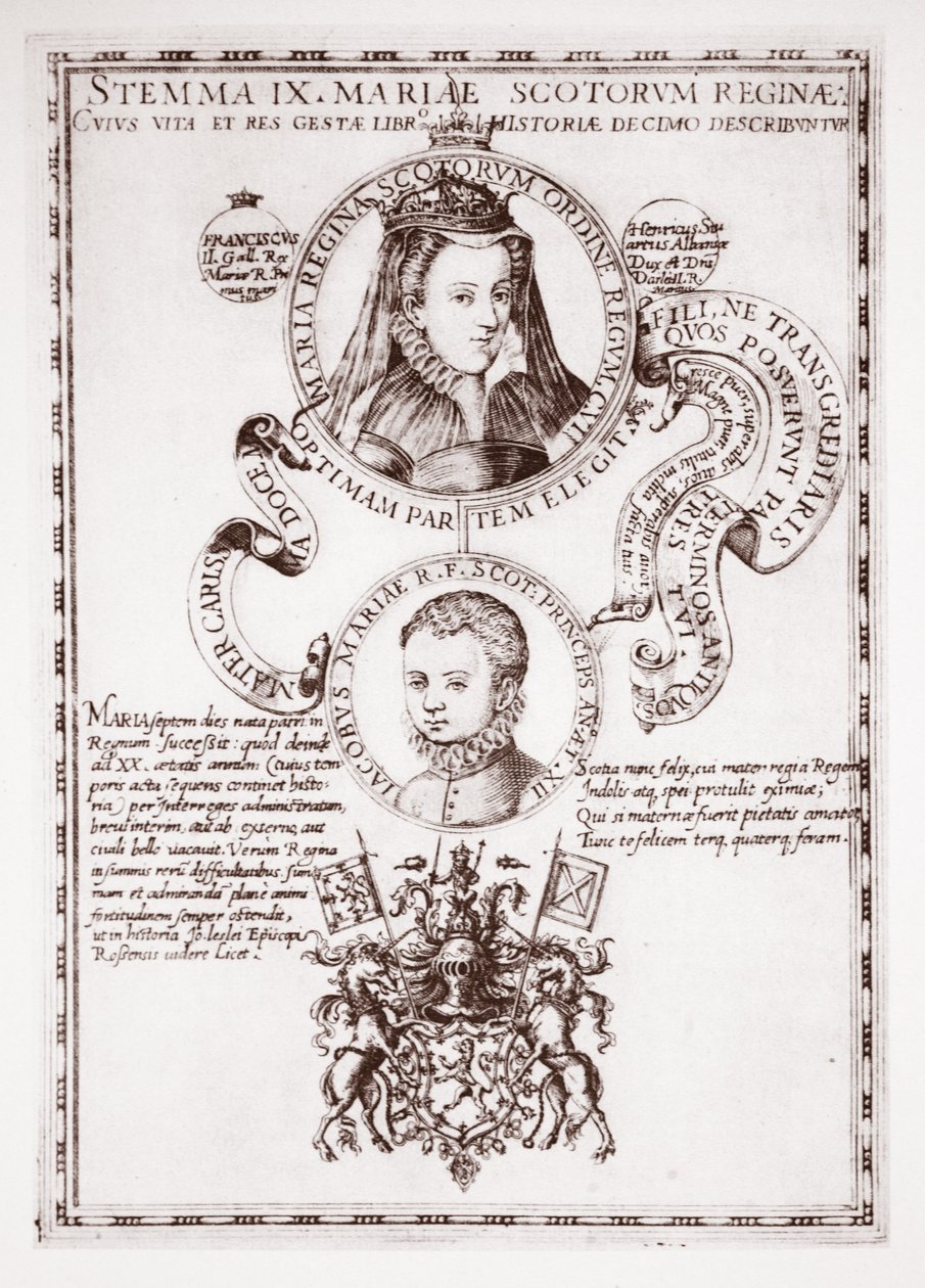 Maria, regina degli scozzesi e suo figlio, re Giacomo da English School